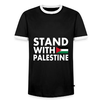 Palestina - Men's Ringer Shirt - black/white - Front - AI Model Female 172 light (172cm) & AI Model Male 178 light (178cm)