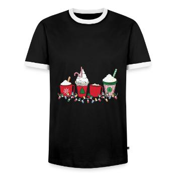 Cadeaux de Noël Noël - T-shirt contrasté Homme - noir/blanc - Devant - AI Model Female 172 light (172cm) & AI Model Male 178 light (178cm)