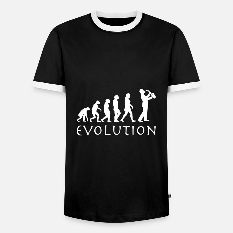 Saxophon Spieler Evolution - Männer Kontrast-T-Shirt - Schwarz/Weiß