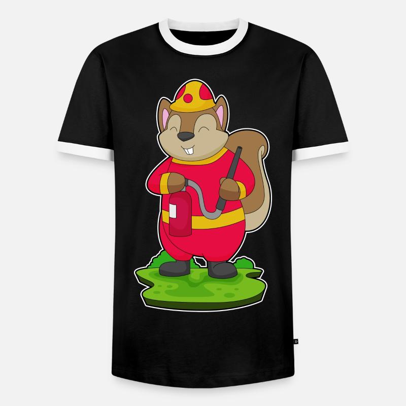 Squirrel Firefighter Fire Hose - Men's Ringer Shirt - black/white
