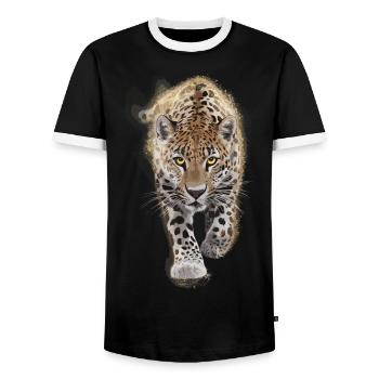 Gepard Leopard für Raubtier Fans - Männer Kontrast-T-Shirt - Schwarz/Weiß - Vorne - AI Model Female 172 light (172cm) & AI Model Male 178 light (178cm)