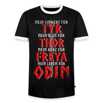 Wikinger - Odin - Männer Kontrast-T-Shirt - Schwarz/Weiß - Vorne - AI Model Female 172 light (172cm) & AI Model Male 178 light (178cm)