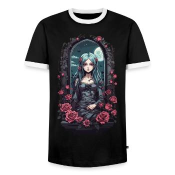 Kawaii Goth Anime E-Girl Design victorien - T-shirt contrasté Homme - noir/blanc - Devant - AI Model Female 172 light (172cm) & AI Model Male 178 light (178cm)