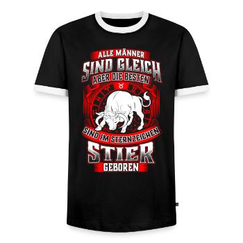 Stier Sternzeichen Geburtstag Geburt - Männer Kontrast-T-Shirt - Schwarz/Weiß - Vorne - AI Model Female 172 light (172cm) & AI Model Male 178 light (178cm)
