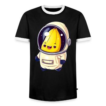Banana Astronaut Cosmonaut - Men's Ringer Shirt - black/white - Front - AI Model Female 172 light (172cm) & AI Model Male 178 light (178cm)