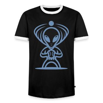 Alien Baseballspieler UFO Baseball Sport - Männer Kontrast-T-Shirt - Schwarz/Weiß - Vorne - AI Model Female 172 light (172cm) & AI Model Male 178 light (178cm)