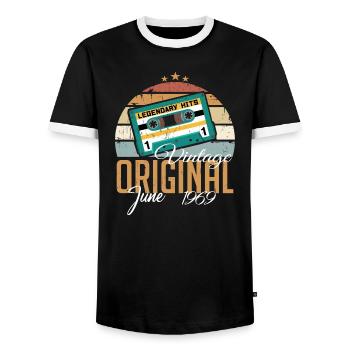 Original Juni 1969 geboren Jahrgang 1969 Retro - Männer Kontrast-T-Shirt - Schwarz/Weiß - Vorne - AI Model Female 172 light (172cm) & AI Model Male 178 light (178cm)