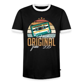 Original Juni 2019 geboren Jahrgang 2019 Retro - Männer Kontrast-T-Shirt - Schwarz/Weiß - Vorne - AI Model Female 172 light (172cm) & AI Model Male 178 light (178cm)