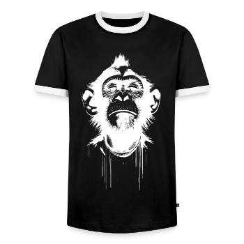 Monkey President - Men's Ringer Shirt - black/white - Front - AI Model Female 172 light (172cm) & AI Model Male 178 light (178cm)