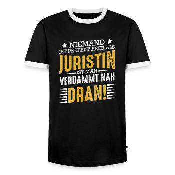 Niemand Ist Perfekt Juristin Studentin Abschluss - Männer Kontrast-T-Shirt - Schwarz/Weiß - Vorne - AI Model Female 172 light (172cm) & AI Model Male 178 light (178cm)
