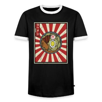 Ramen Vintage Retro Japanische Küche Essen - Männer Kontrast-T-Shirt - Schwarz/Weiß - Vorne - AI Model Female 172 light (172cm) & AI Model Male 178 light (178cm)