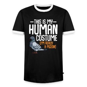 This Is My Human Costume Pigeon Pigeon Bird - Men's Ringer Shirt - black/white - Front - AI Model Female 172 light (172cm) & AI Model Male 178 light (178cm)