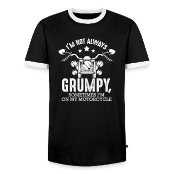 I'm not always grumpy funny biker saying - Men's Ringer Shirt - black/white - Front - AI Model Female 172 light (172cm) & AI Model Male 178 light (178cm)