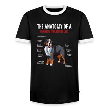 L'anatomie d'un chien de montagne bernois - T-shirt contrasté Homme - noir/blanc - Devant - AI Model Female 172 light (172cm) & AI Model Male 178 light (178cm)
