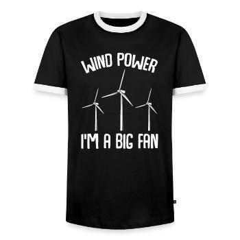 Énergie éolienne I'm A Big Fan Énergie verte Énergie éolienne - T-shirt contrasté Homme - noir/blanc - Devant - AI Model Female 172 light (172cm) & AI Model Male 178 light (178cm)