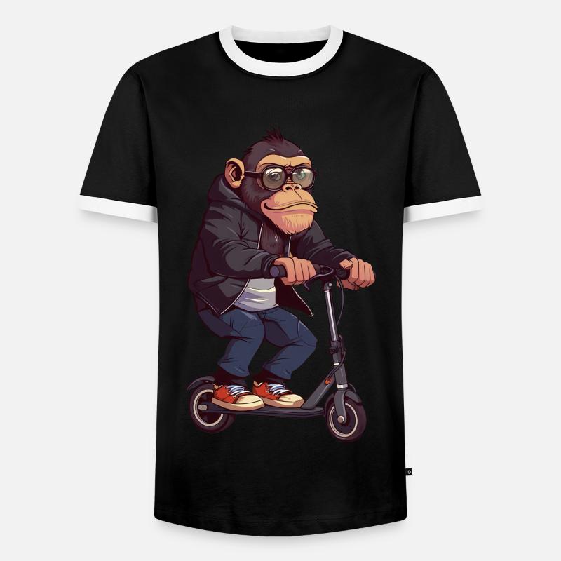Monkey Scooter - Men's Ringer Shirt - black/white