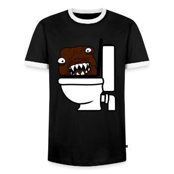toilet toilet shit shit wc dangerous baz - Men's Ringer Shirt - black/white - Front - AI Model Female 172 light (172cm) & AI Model Male 178 light (178cm)