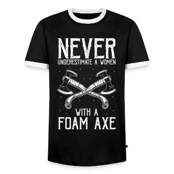 Live-action role-playing game for NPC and RPG role-playing game - Men's Ringer Shirt - black/white - Front - AI Model Female 172 light (172cm) & AI Model Male 178 light (178cm)