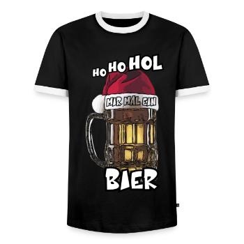ho ho hol mir mal ein Bier xmas Bierfreund saufen - Männer Kontrast-T-Shirt - Schwarz/Weiß - Vorne - AI Model Female 172 light (172cm) & AI Model Male 178 light (178cm)