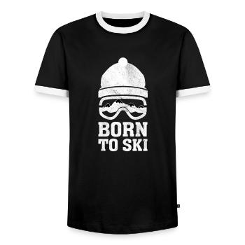 Born to Ski - Männer Kontrast-T-Shirt - Schwarz/Weiß - Vorne - AI Model Female 172 light (172cm) & AI Model Male 178 light (178cm)