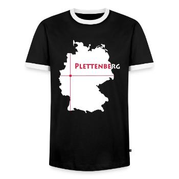plettenberg - Männer Kontrast-T-Shirt - Schwarz/Weiß - Vorne - AI Model Female 172 light (172cm) & AI Model Male 178 light (178cm)