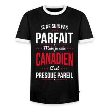 Je ne suis pas parfait mais je suis Canadien - T-shirt contrasté Homme - noir/blanc - Devant - AI Model Female 172 light (172cm) & AI Model Male 178 light (178cm)