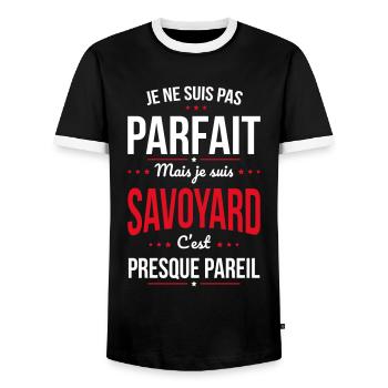 Je ne suis pas parfait mais je suis Savoyard - T-shirt contrasté Homme - noir/blanc - Devant - AI Model Female 172 light (172cm) & AI Model Male 178 light (178cm)