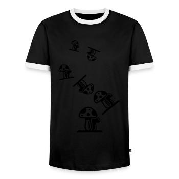 Symbole des champignons - T-shirt contrasté Homme - noir/blanc - Devant - AI Model Female 172 light (172cm) & AI Model Male 178 light (178cm)