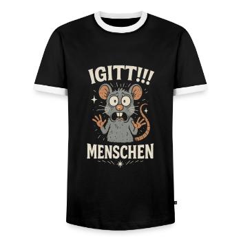 Satire - Yuck! People Rat I Hate - Men's Ringer Shirt - black/white - Front - AI Model Female 172 light (172cm) & AI Model Male 178 light (178cm)