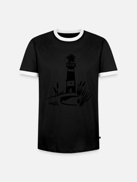 Leuchtturm Design klassisch - Männer Kontrast-T-Shirt - Schwarz/Weiß