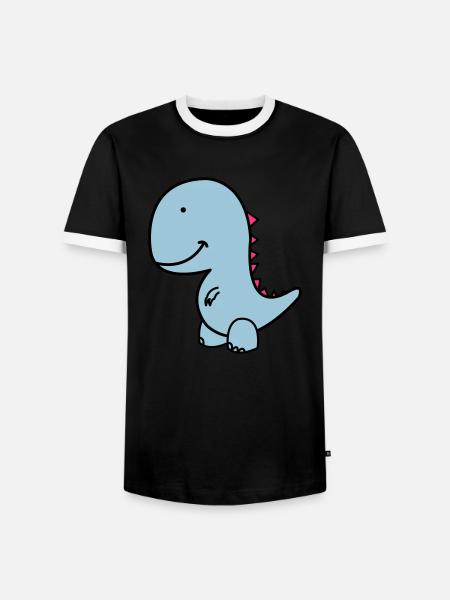 dino - Männer Kontrast-T-Shirt - Schwarz/Weiß