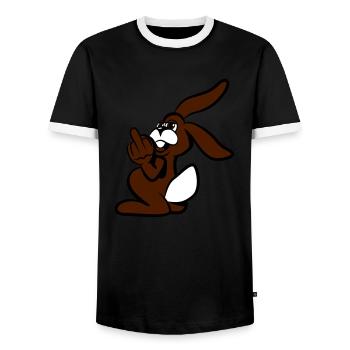 Hase stinkefinger mittelfinger - Männer Kontrast-T-Shirt - Schwarz/Weiß - Vorne - AI Model Female 172 light (172cm) & AI Model Male 178 light (178cm)