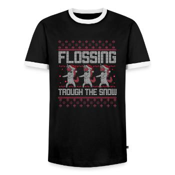 Flossing through the Snow Floss Einhorn Tanz Kind - Männer Kontrast-T-Shirt - Schwarz/Weiß - Vorne - AI Model Female 172 light (172cm) & AI Model Male 178 light (178cm)