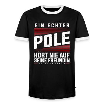 Polen - Ein Echter Pole - Männer Kontrast-T-Shirt - Schwarz/Weiß - Vorne - AI Model Female 172 light (172cm) & AI Model Male 178 light (178cm)