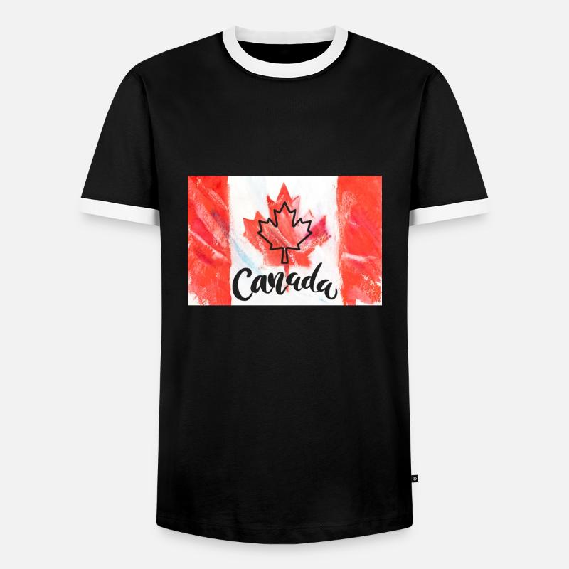 Canada, maple leaf. - Men's Ringer Shirt - black/white