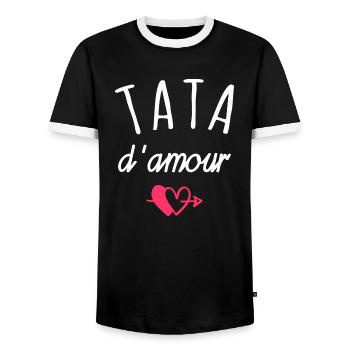 tata d amour / cadeau humour tata - T-shirt contrasté Homme - noir/blanc - Devant - AI Model Female 172 light (172cm) & AI Model Male 178 light (178cm)