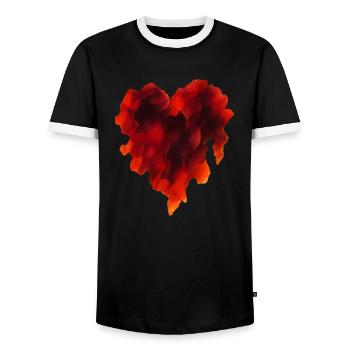 Forme de coeur flammé chaud - T-shirt contrasté Homme - noir/blanc - Devant - AI Model Female 172 light (172cm) & AI Model Male 178 light (178cm)