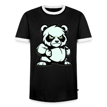 Panda Bear Comic - Men's Ringer Shirt - black/white - Front - AI Model Female 172 light (172cm) & AI Model Male 178 light (178cm)