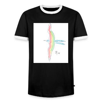 Fregate Magnifizens - Men's Ringer Shirt - black/white - Front - AI Model Female 172 light (172cm) & AI Model Male 178 light (178cm)