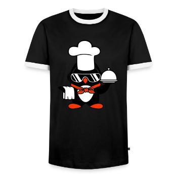 Penguin Chef Chef Chef Hat Cooking Sunglasses - Men's Ringer Shirt - black/white - Front - AI Model Female 172 light (172cm) & AI Model Male 178 light (178cm)