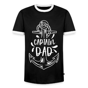 KAPITÄN PAPA DAD VATI BESTER VATER PAPI LIEB MOTIV - Männer Kontrast-T-Shirt - Schwarz/Weiß - Vorne - AI Model Female 172 light (172cm) & AI Model Male 178 light (178cm)