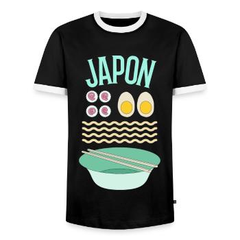 Japon Ramen Kit Kawaii - T-shirt contrasté Homme - noir/blanc - Devant - AI Model Female 172 light (172cm) & AI Model Male 178 light (178cm)