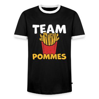 Frites d'équipe - T-shirt contrasté Homme - noir/blanc - Devant - AI Model Female 172 light (172cm) & AI Model Male 178 light (178cm)