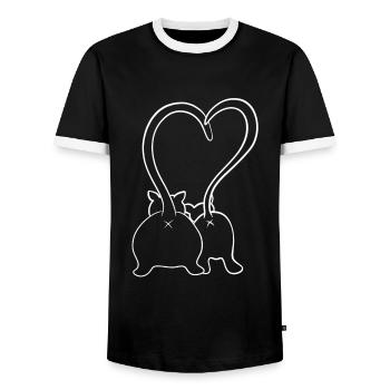 Les chats aiment nouveau blanc - T-shirt contrasté Homme - noir/blanc - Devant - AI Model Female 172 light (172cm) & AI Model Male 178 light (178cm)