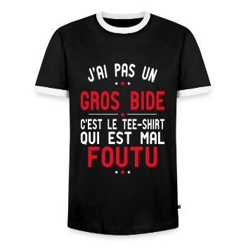 J'ai pas un gros bide - Tee-shirt mal foutu - T-shirt contrasté Homme - noir/blanc - Devant - AI Model Female 172 light (172cm) & AI Model Male 178 light (178cm)