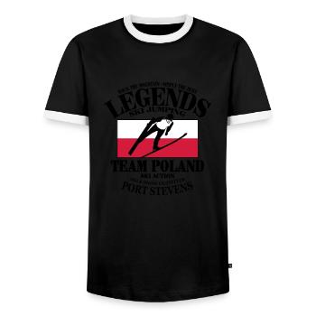 skoki narciarskie ski jumping zakopane - Männer Kontrast-T-Shirt - Schwarz/Weiß - Vorne - AI Model Female 172 light (172cm) & AI Model Male 178 light (178cm)