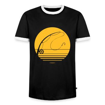 Fishing In The Sunset - Men's Ringer Shirt - black/white - Front - AI Model Female 172 light (172cm) & AI Model Male 178 light (178cm)
