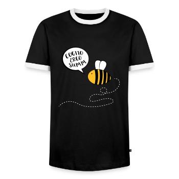 Philosophie Sokrates Biene Lustiger Spruch Tier - Männer Kontrast-T-Shirt - Schwarz/Weiß - Vorne - AI Model Female 172 light (172cm) & AI Model Male 178 light (178cm)