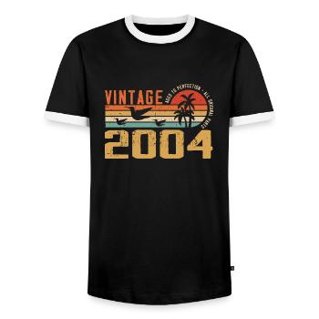 Jahrgang 2004 Jubiläumsgeschenk - Jahrgang 2004 - Männer Kontrast-T-Shirt - Schwarz/Weiß - Vorne - AI Model Female 172 light (172cm) & AI Model Male 178 light (178cm)