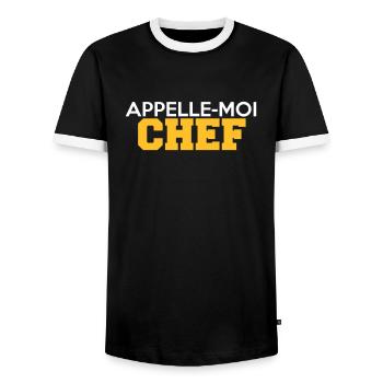 APPELLE-MOI CHEF - T-shirt contrasté Homme - noir/blanc - Devant - AI Model Female 172 light (172cm) & AI Model Male 178 light (178cm)